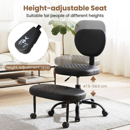 Chaise de bureau ergonomique à pieds croisés, hauteur réglable, noire