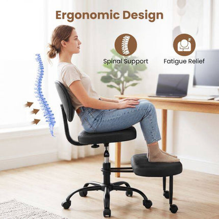 Chaise de bureau ergonomique à pieds croisés, hauteur réglable, noire