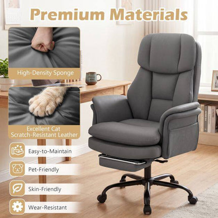 Ergonomischer Bürostuhl mit gekreuzten Beinen und Fußstütze, Grau