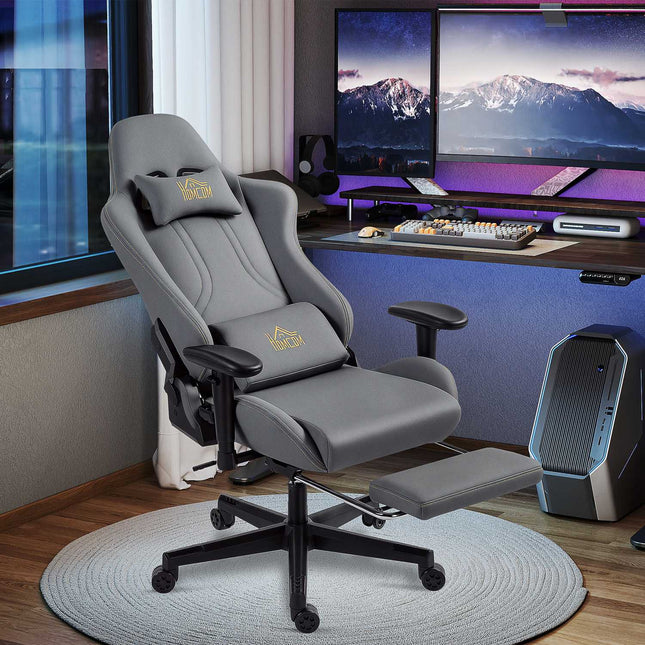 Chaise de jeu ergonomique, accoudoirs 3D, réglable, gris