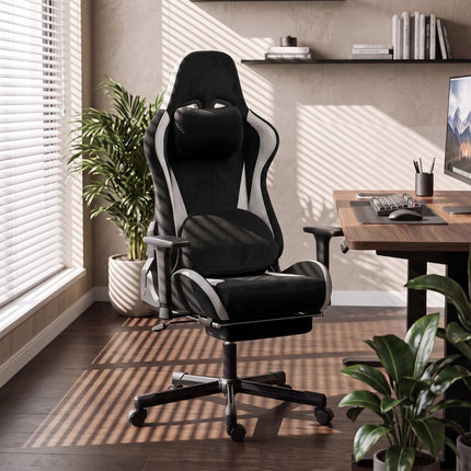 Ergonomic Gaming Chair with Heated Massage Lumbar Cushion, 3D Armrests, Black