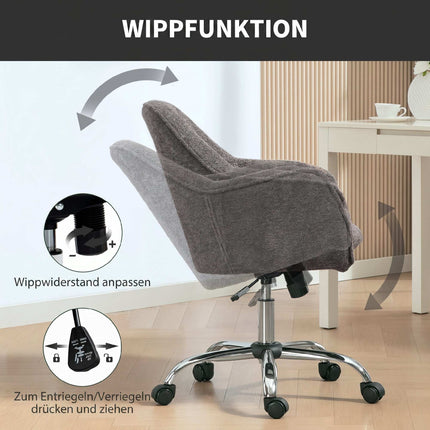 Chaise de bureau ergonomique grise avec fonction pivotante et à bascule