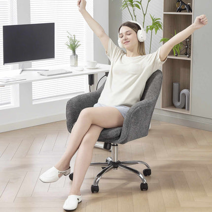 Chaise de bureau ergonomique grise avec fonction pivotante et à bascule