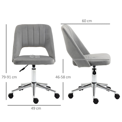 Ergonomischer Bürostuhl aus grauem Samt mit verstellbarer Höhe