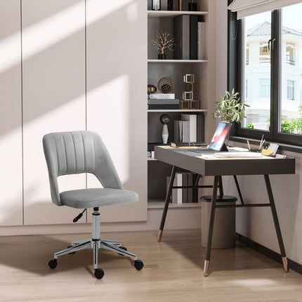 Ergonomischer Bürostuhl aus grauem Samt mit verstellbarer Höhe