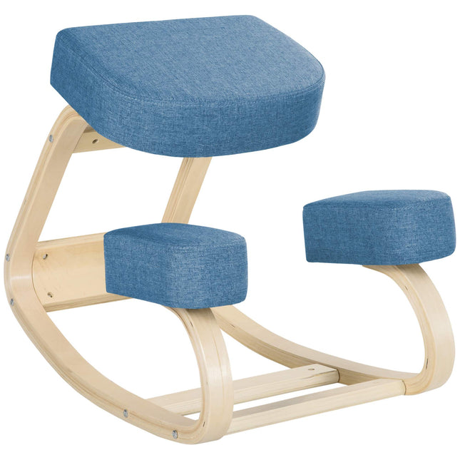 Chaise ergonomique à genoux, en bois de bouleau, capacité de 120 kg, bleue