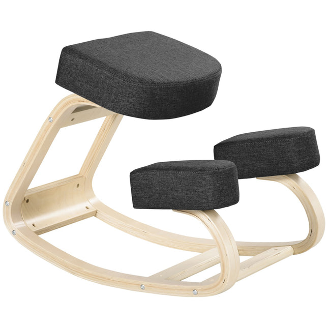 Ergonomischer Kniestuhl, Birke, Schwarz, 120 kg Tragkraft