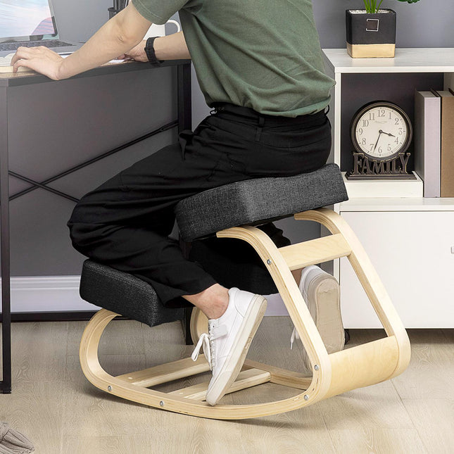 Ergonomischer Kniestuhl, Birke, Schwarz, 120 kg Tragkraft