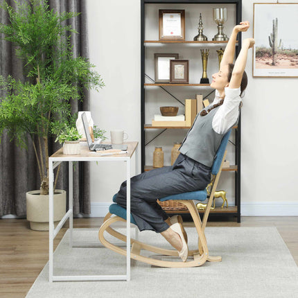 Chaise ergonomique à genoux, bleu foncé, cadre en bois de bouleau