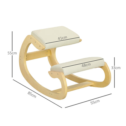 Ergonomischer Kniestuhl für Haltung, Schaukeldesign, Cremefarben