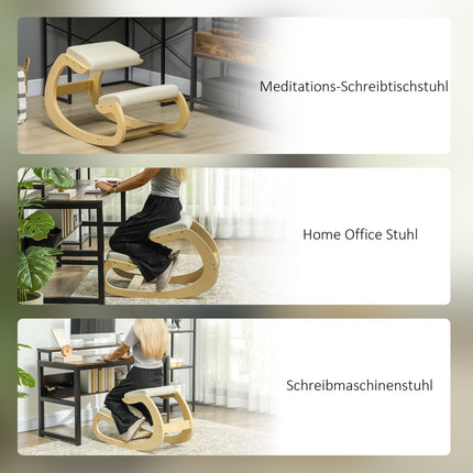 Ergonomischer Kniestuhl für Haltung, Schaukeldesign, Cremefarben