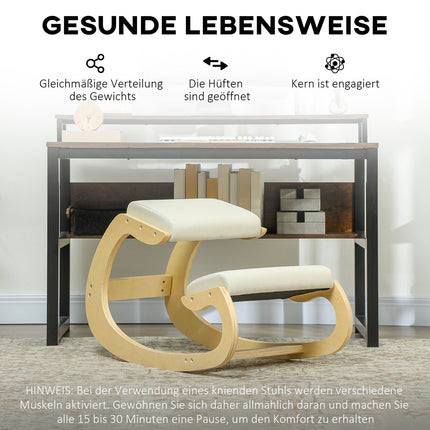 Ergonomischer Kniestuhl für Haltung, Schaukeldesign, Cremefarben