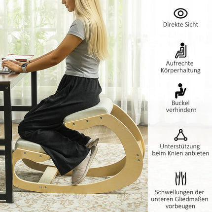 Ergonomischer Kniestuhl für Haltung, Schaukeldesign, Cremefarben