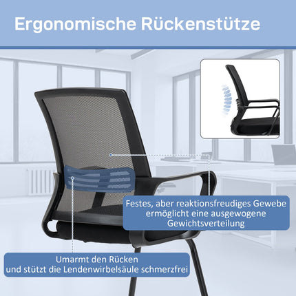 Chaise ergonomique en maille, mousse, pieds en métal, noire