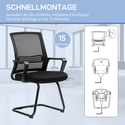 Chaise ergonomique en maille, mousse, pieds en métal, noire