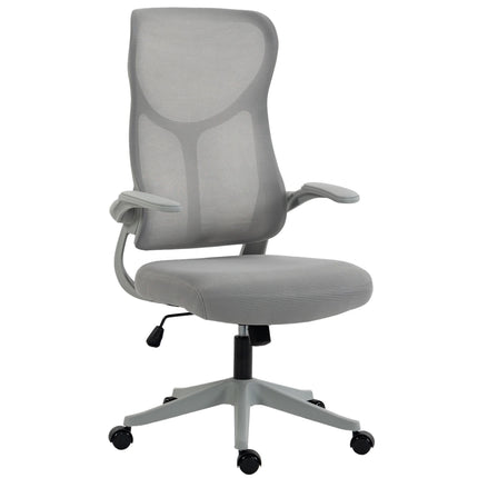 Ergonomic Mesh Office Chair with Flip-Up Armrests, High Back, Grey
