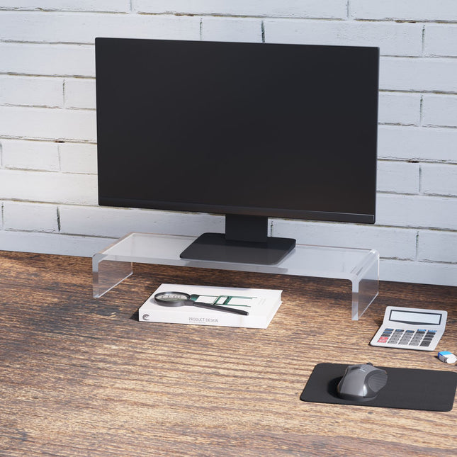 Ergonomischer Monitorständer aus Acryl, transparent, 53x19x9cm
