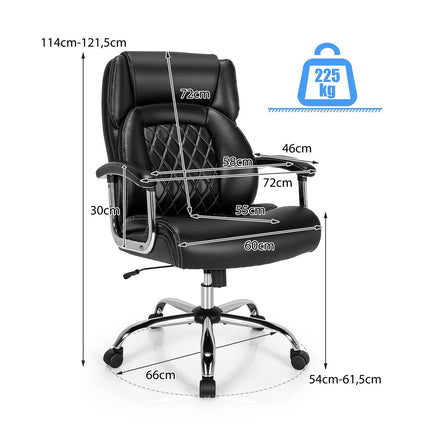 Chaise de bureau ergonomique, capacité de charge de 225 kg, inclinaison réglable