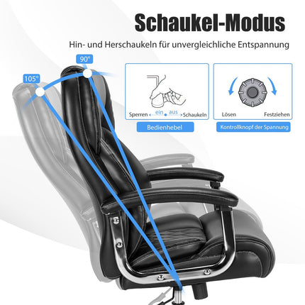 Chaise de bureau ergonomique, capacité de charge de 225 kg, inclinaison réglable