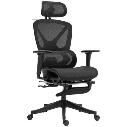 Chaise de bureau ergonomique, réglable, inclinable à 135°, noire