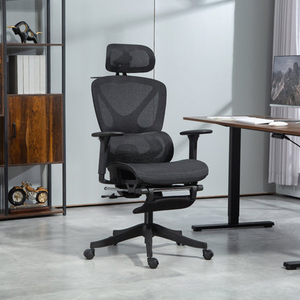 Chaise de bureau ergonomique, réglable, inclinable à 135°, noire