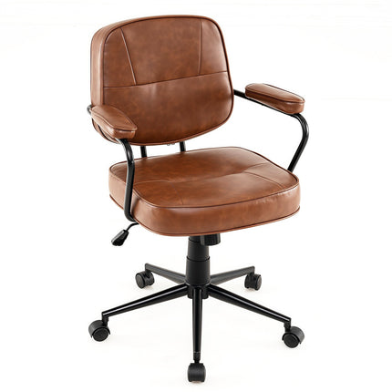 Ergonomischer Bürostuhl, verstellbar, braunes Kunstleder