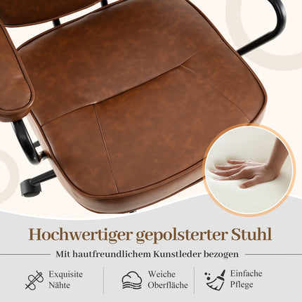 Ergonomischer Bürostuhl, verstellbar, braunes Kunstleder