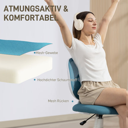 Ergonomischer Bürostuhl, Höhenverstellbar, Blaues Netzgewebe