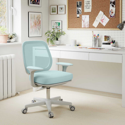 Chaise de bureau ergonomique, hauteur réglable, verte, pivotante à 360°