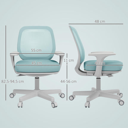 Chaise de bureau ergonomique, hauteur réglable, verte, pivotante à 360°