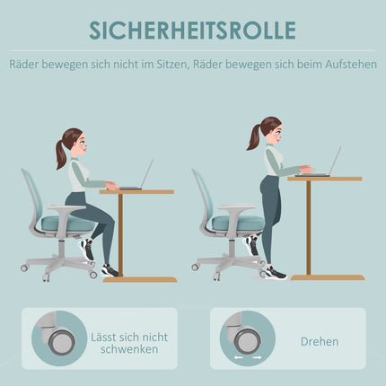 Chaise de bureau ergonomique, hauteur réglable, verte, pivotante à 360°