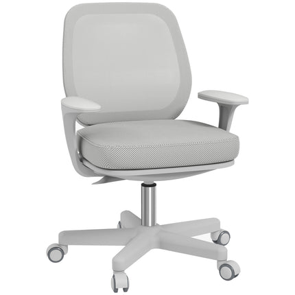 Chaise de bureau ergonomique, hauteur réglable, grise, pivotante à 360°