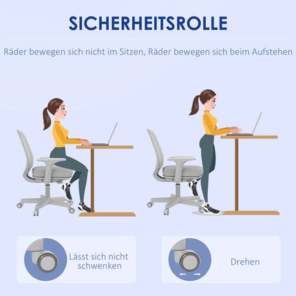 Chaise de bureau ergonomique, hauteur réglable, grise, pivotante à 360°