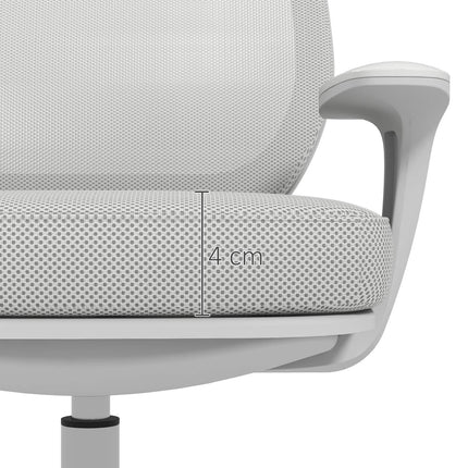 Chaise de bureau ergonomique, hauteur réglable, grise, pivotante à 360°