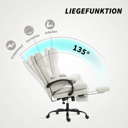 Ergonomischer Bürostuhl, verstellbar, Lordosenstütze, Hellgrau