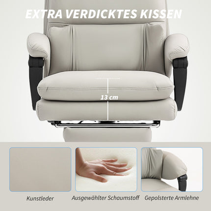 Ergonomischer Bürostuhl, verstellbar, Lordosenstütze, Hellgrau
