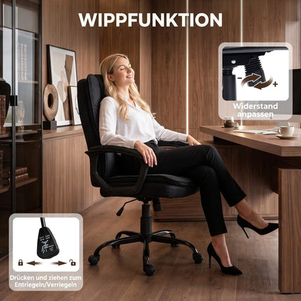 Chaise de bureau ergonomique, tissu noir, hauteur réglable, rembourrée