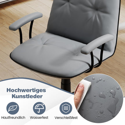 Chaise de bureau ergonomique, similicuir, accoudoirs rembourrés, grise