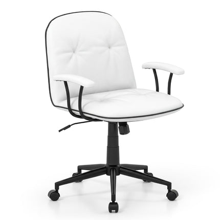 Chaise de bureau ergonomique, similicuir, blanche, réglable