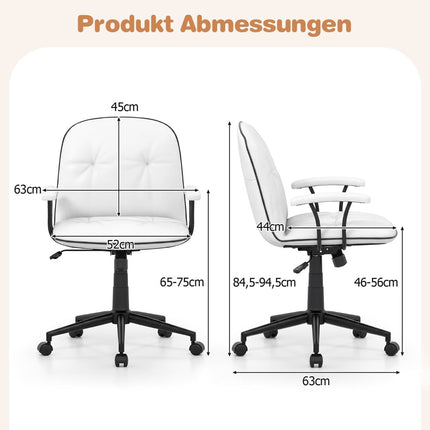 Chaise de bureau ergonomique, similicuir, blanche, réglable