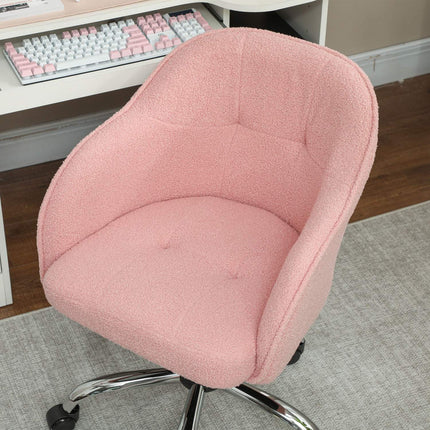 Ergonomischer Bürostuhl, rosa Teddyfleece, höhenverstellbar