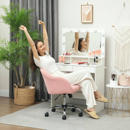 Ergonomischer Bürostuhl, rosa Teddyfleece, höhenverstellbar