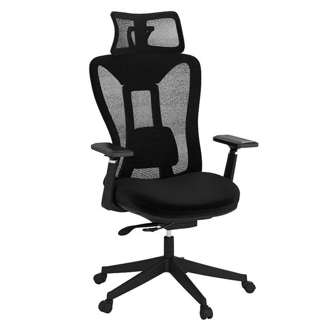 Ergonomischer Bürostuhl mit verstellbarer Lordosenstütze und Kopfstütze