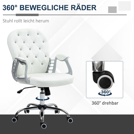 Ergonomischer Bürostuhl mit Armlehnen, Lederoptik weiß