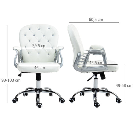 Ergonomischer Bürostuhl mit Armlehnen, Lederoptik weiß