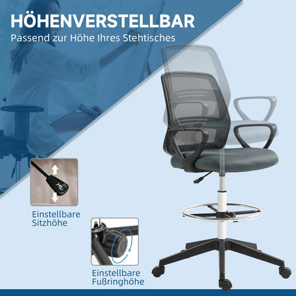 Chaise de bureau ergonomique avec accoudoirs et repose-pieds réglable