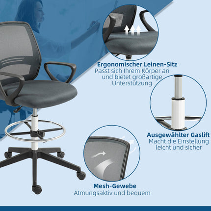 Chaise de bureau ergonomique avec accoudoirs et repose-pieds réglable
