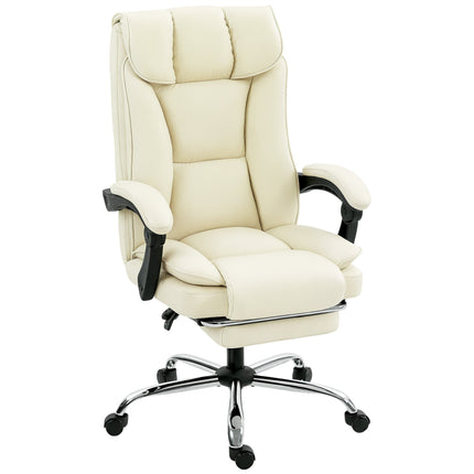 Ergonomischer Bürostuhl mit Fußstütze, Kunstleder, Beige/Schwarz