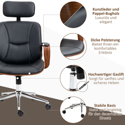 Ergonomischer Bürostuhl mit hoher Rückenlehne, Schwarz