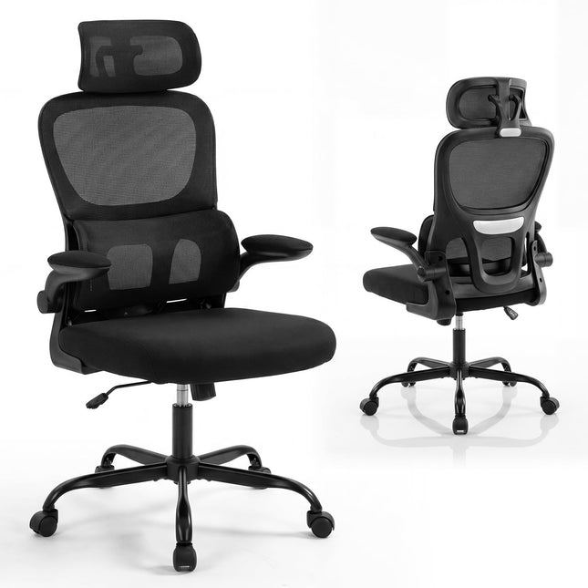 Chaise de bureau ergonomique avec soutien lombaire, noire